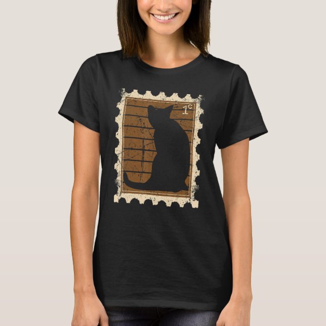 Frimärke Med En Katt 1 T Shirt (Framsida)