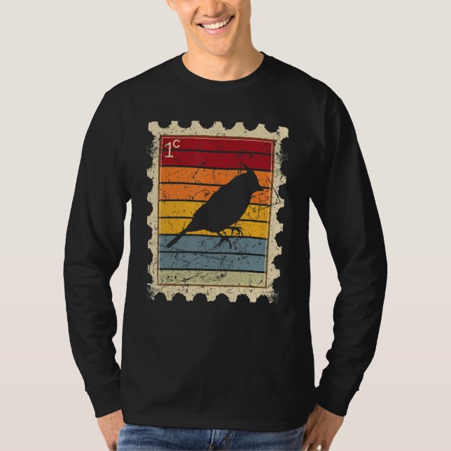 Frimärke med en solnedgångsfågel t shirt (Framsida)