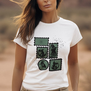 Frimärke med Halloween Symbols T Shirt