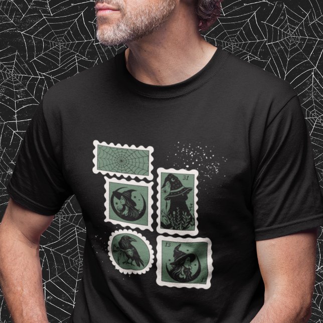 Frimärke med Halloween Symbols T Shirt (This item is for display purposes only to illustrate the design element.)