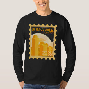 Frimärke med solnedgång i solnyvale t shirt