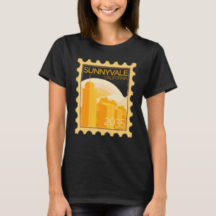 Frimärke med solnedgång i solnyvale t shirt