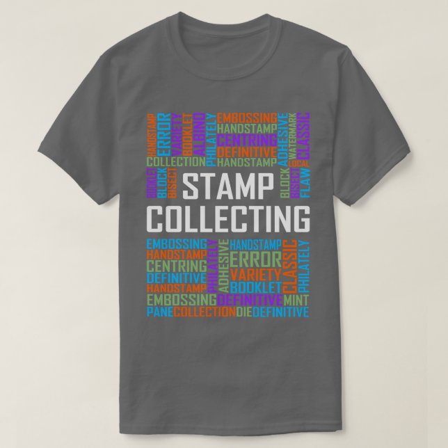 Frimärke Samlande Ord T Shirt (Design framsida)