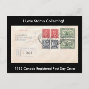 Frimärke som samlar in vykort 1932 Kanada FDC