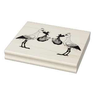 Frimärke/Stork med Twillingar Stämpel