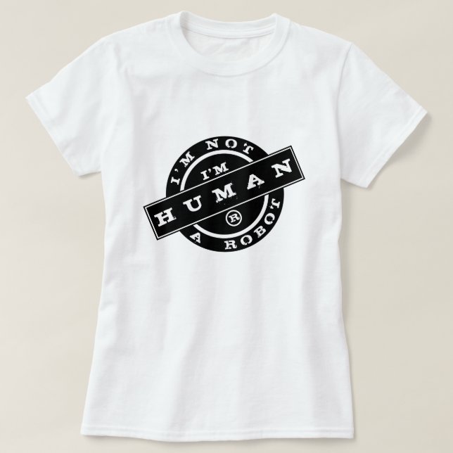Frimärke Text T-Shirt Jag är ingen robot - jag är  (Design framsida)