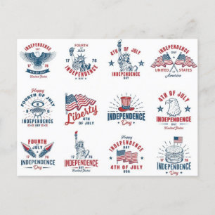 Frimärke (US Independence day) Vykort