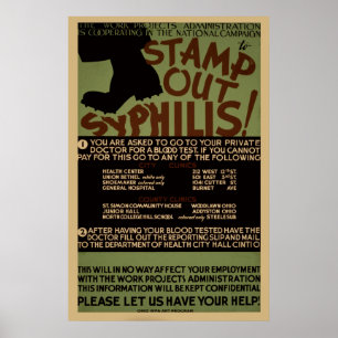 Frimärke ut Syfililis Vintage WPA Health Poster