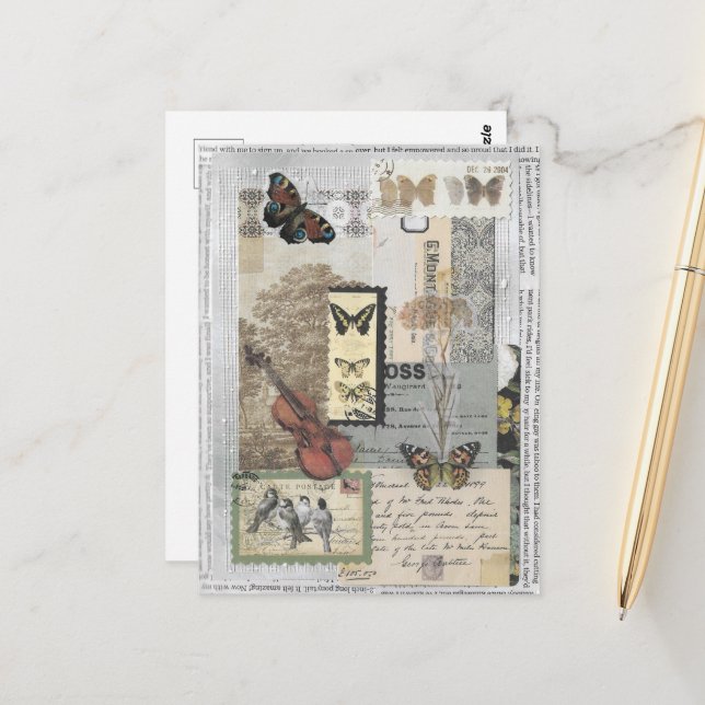 Frimärken Antika Efemärra Dekoupage Vykort (Fram/Back In Situ)