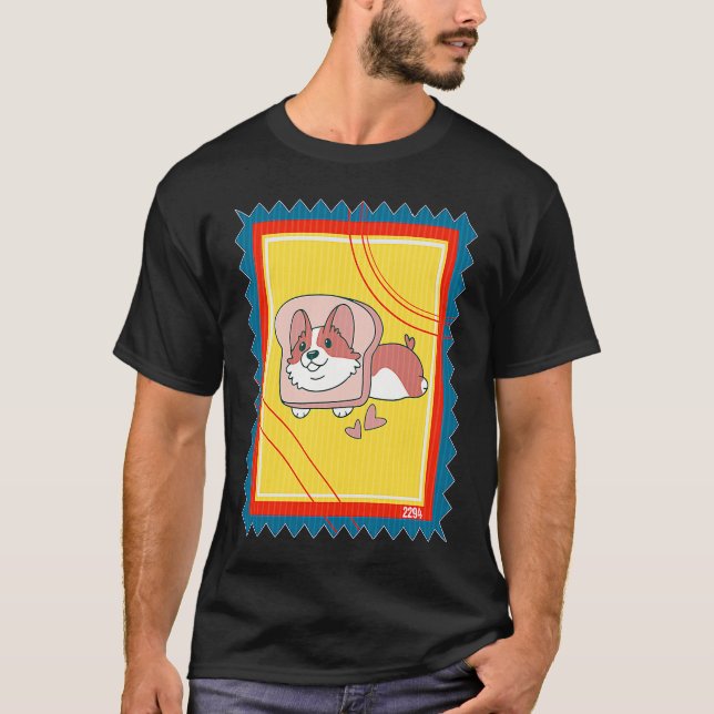 Frimärks Toast Hund Corgi T Shirt (Framsida)