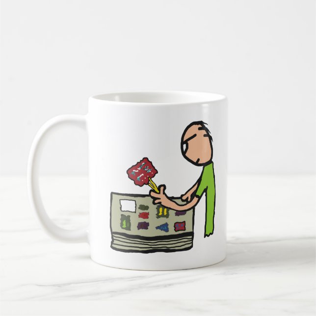 Frimärkssamlande Filateli Kaffemugg (Vänster)
