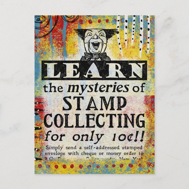 Frimärkssamlandets mysterier - Rolig Vintage Vykort (Framsida)