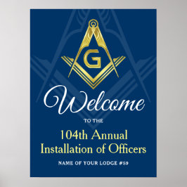 Frimurar Navy Blå och Guld Masonic Välkomstfest Poster
