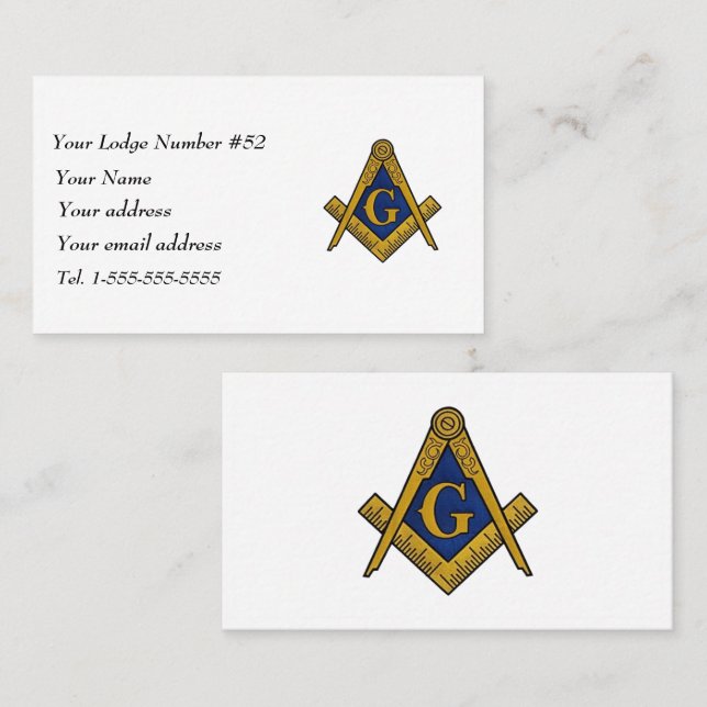 Frimurare Frimureri Symbol Masonic Svart Visitkort (Fram/baksida)