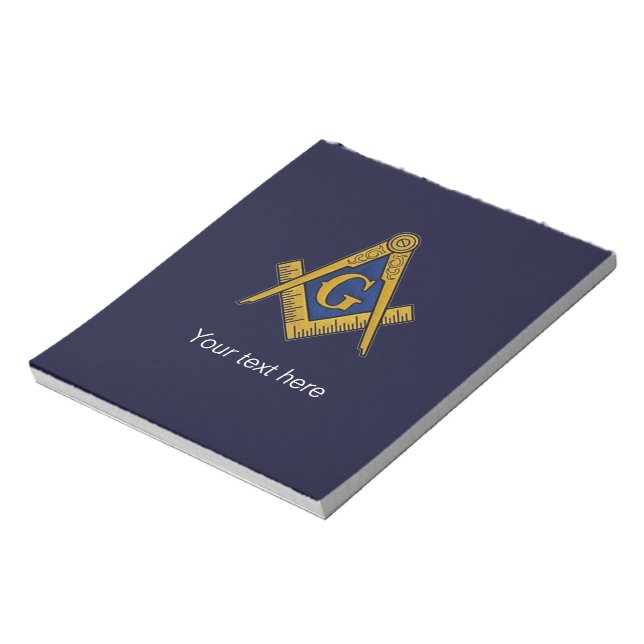 Frimurare Masonic Square Kompass Marinblå Anteckningsblock (Roterad)