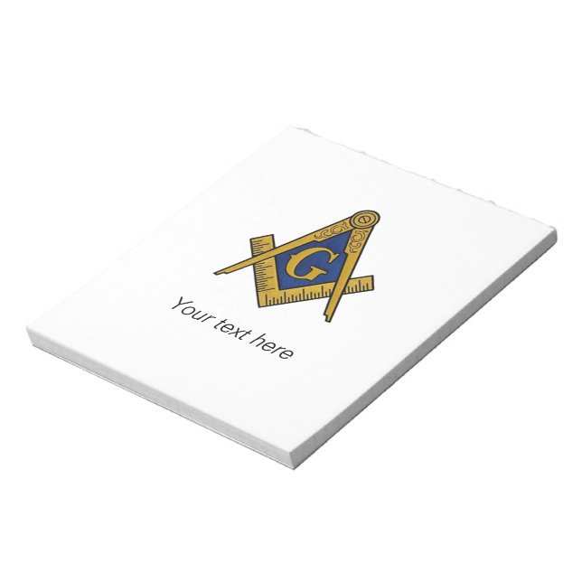 Frimurare Masonic Square Kompass Vit Anteckningsblock (Roterad)