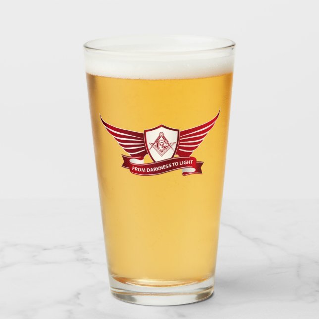 Frimurssymbol och sköld glaskopp (Framsida fylld)