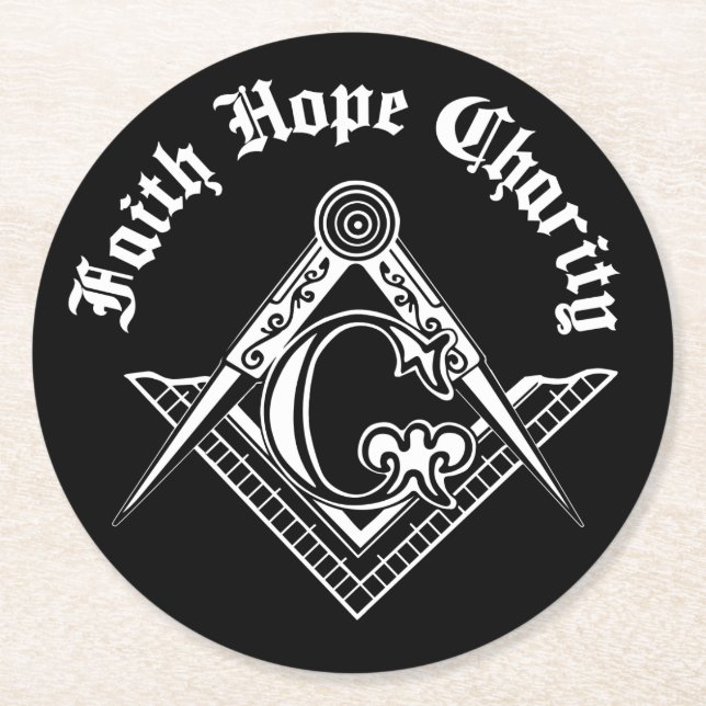 Frimurssymbol Underlägg Papper Rund (Framsidan)