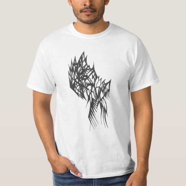 Fringe Black White Abstract Tribal Tattoo Art T Shirt (Framsida)
