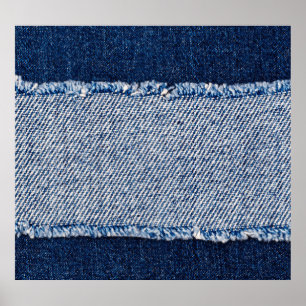 Fringed denim blue jeans ram. poster