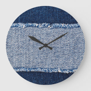 Fringed denim blue jeans ram. stor klocka