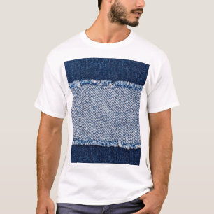 Fringed denim blue jeans ram. t shirt