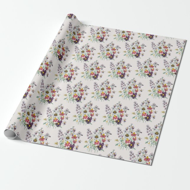 Fringeflowers och Velvet Trumpet Blommor Presentpa Presentpapper (Utrullad)
