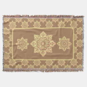 Fringrad Throw Blanket med gult medallions Filt
