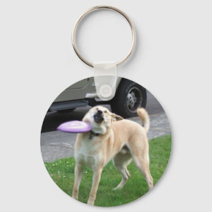 Frisbee Hund, Dubbla, sid nyckelkedja Nyckelring
