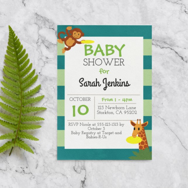 Frisbee Jungle Baby Shower 3 x 5-inbjudan Inbjudningar (Skapare uppladdad)