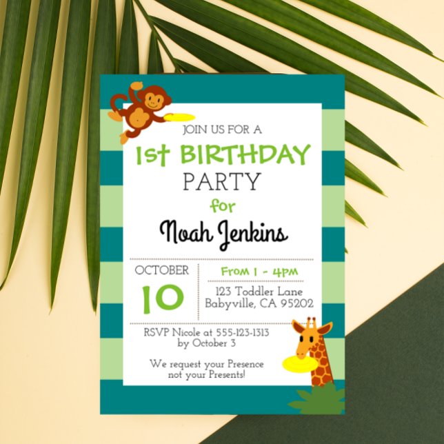 Frisbee Jungle Birthday Teal Party bjudan Inbjudningar (Skapare uppladdad)