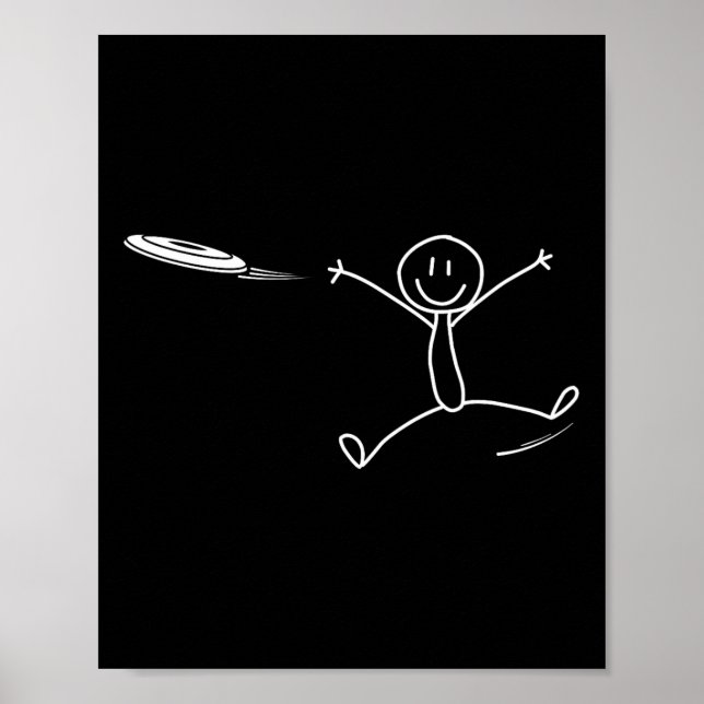 Frisbee Stickman Disc Golf Funny Ultimate Frisbee  Poster (Framsidan)