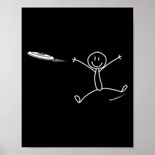 Frisbee Stickman Disc Golf Rolig Ultimate Frisbee Poster