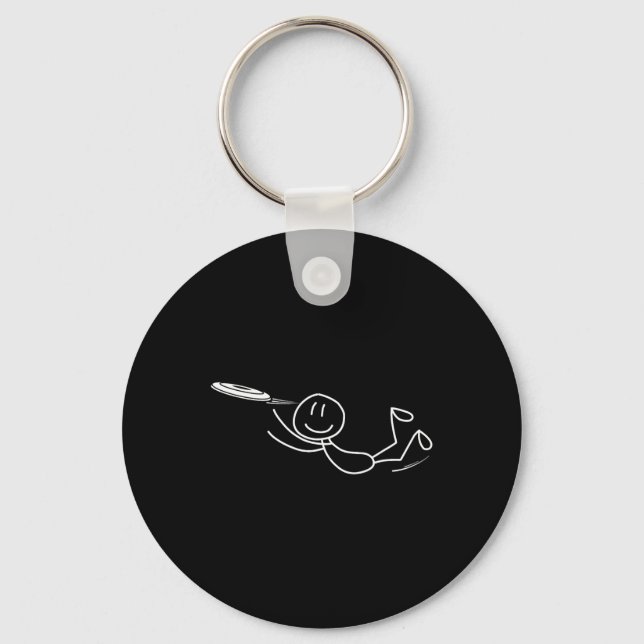 Frisbee Stickman Disc Golf Roligt Ultimate Frisbee Nyckelring (Framsida)