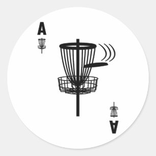 Frisbeegolf hål i ett ess kort Rolig Disc Golf Runt Klistermärke