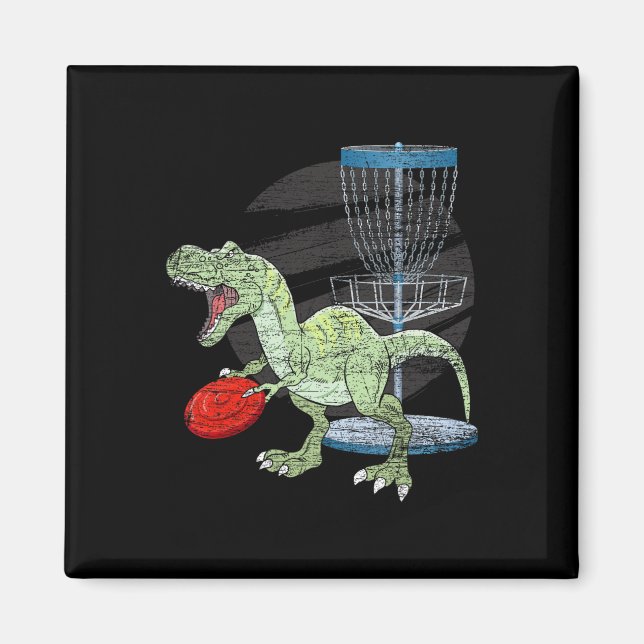 Frisbeegolfare T Rex Dinosaurie Golfspelare Dino D Magnet (Framsidan)