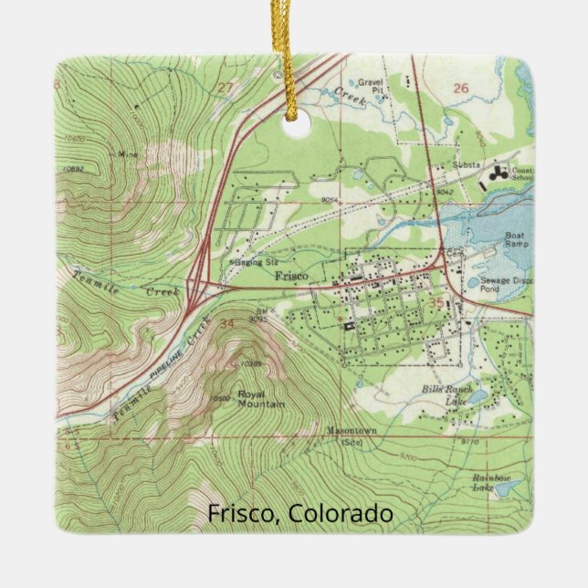 Frisco Colorado Topo Karta Julgransprydnad Keramik (Framsida)