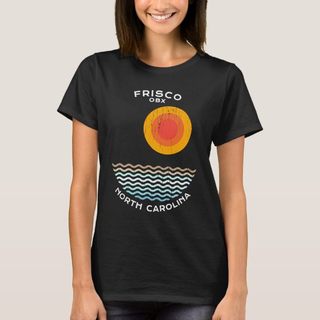 Frisco NC Summertime Vacationing Squiggly Waves T Shirt (Framsida)