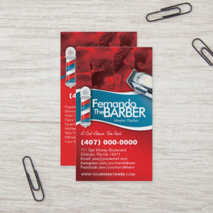 Frisersalongbarberare (barberarepolen och visitkort