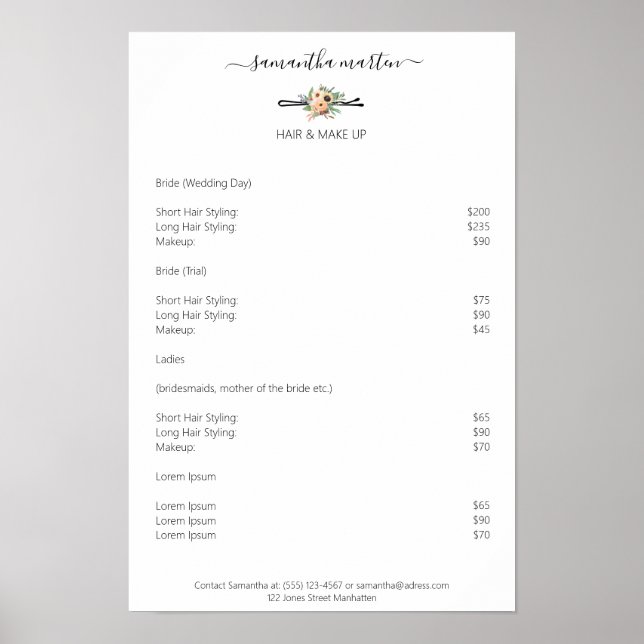 Friseur Hanadel Blumen Preislyssen Poster (Framsidan)