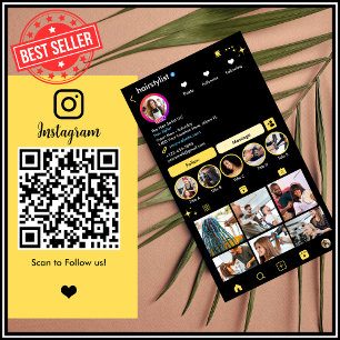 Friseur Instagram Gul Skanna för att ansluta QR Visitkort