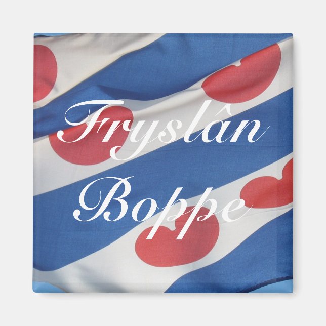 Frisisk Flagga (Fryslan Boppe) Fridge Magnet (Framsidan)