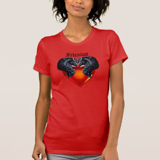 Frisisk häst/svart frisisk hingst/rött hjärta t shirt