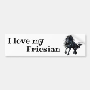 Frisisk, svart hingst, jag kärlek min frisiska bildekal