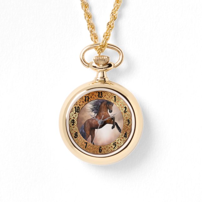 Frisiska bruna hästar som föds upp med mistmoln armbandsur (Framsida)