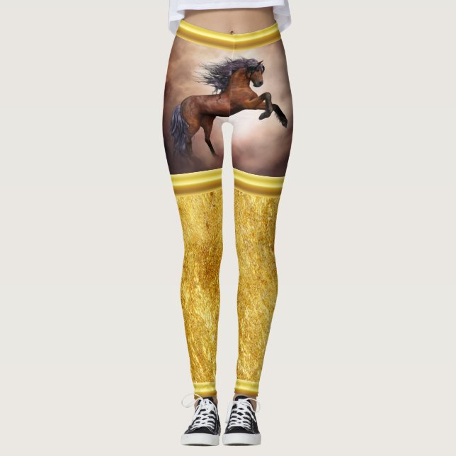 Frisiska bruna hästar som föds upp med mistmoln leggings (Framsida)