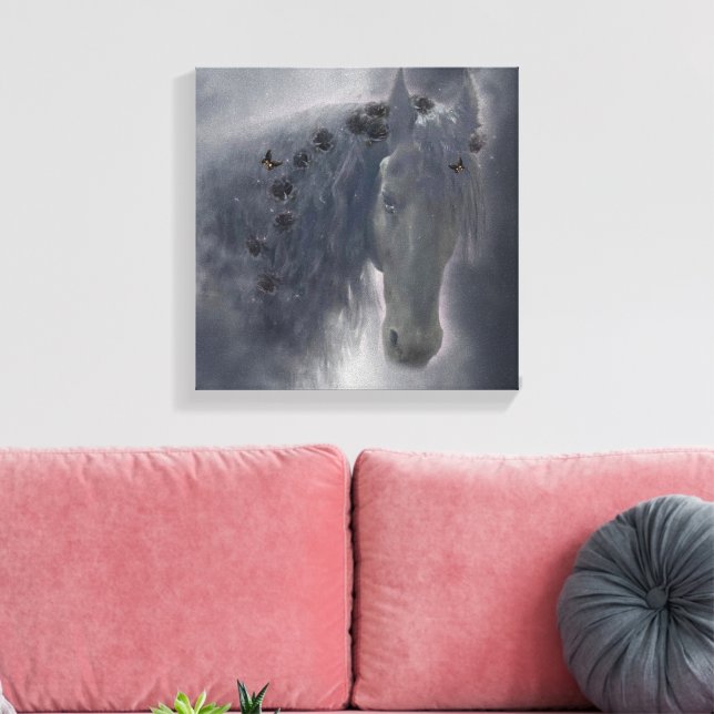 Frisiska hästen - Wrapped Canvas (Insitu (Vardagsrum))