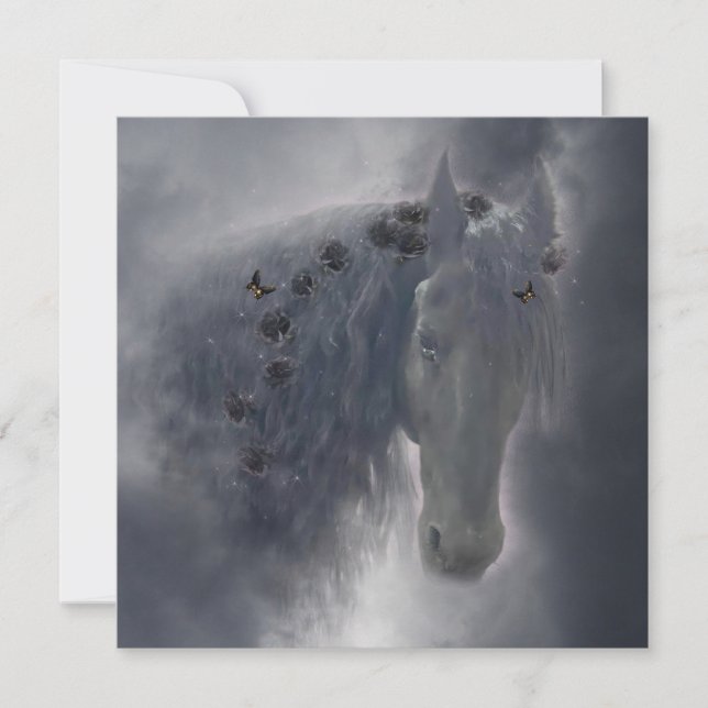 Frisiskt häst - hälsningskort julkort (Framsida)