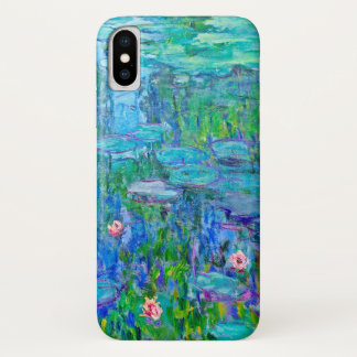 Frisk Blå Vattenlilja Damm Monet Finkonst