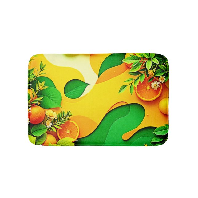 Frisk Citrus Sommar Vibes Konst Badrumsmatta (Framsidan)